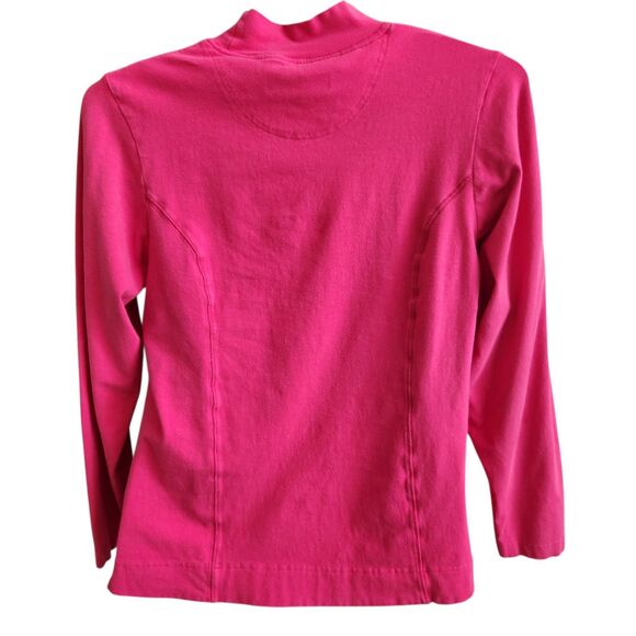 Kate Lord VTG Barbiecore Pink Long Sleeve Top-Crested-Mock Turtle-Y2K Preppy L - Picture 5 of 10